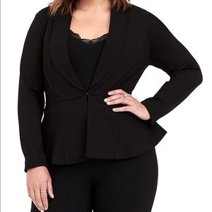 Torrid | Studio Ponte Stretch Peplum Blazer | Size 1